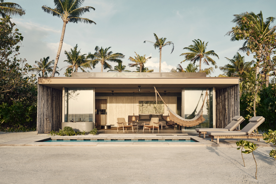 Exterior view of the One Bedroom Beach Pool Villa at Patina Maldives