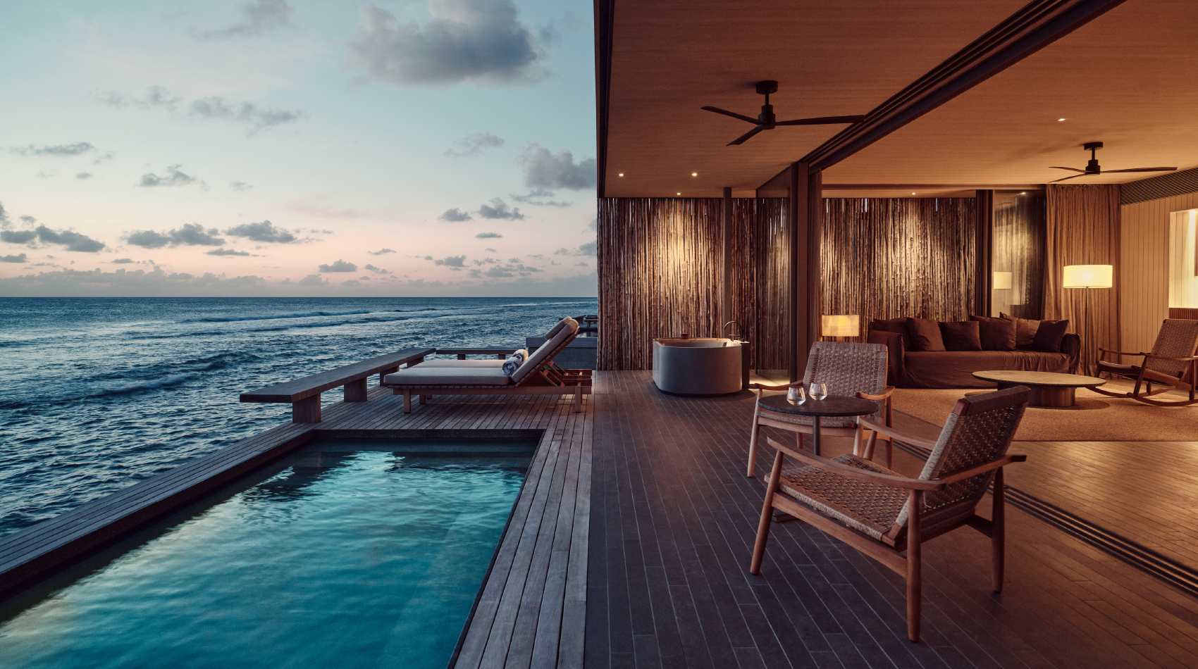 Deck of the One Bedroom Water Pool Villa at Patina Maldives