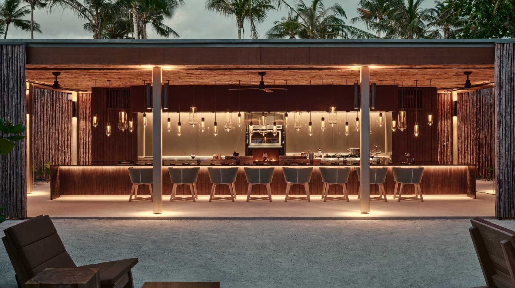 Dining spaces available at Brasa at Patina Maldives