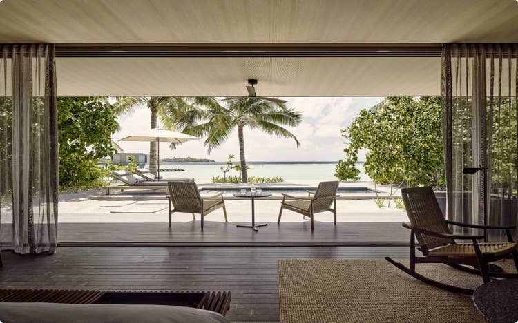 Oceanfront villa with private pool deck.