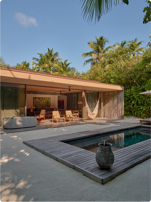 Beachside villa with open-air lounge