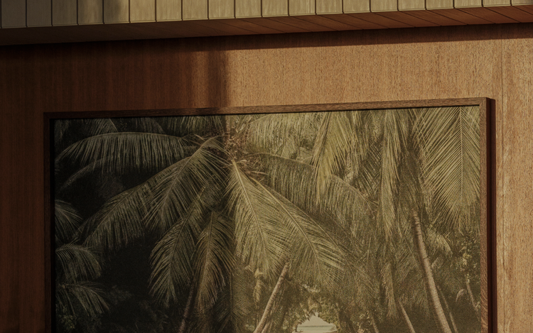 Artistry and palm-themed visual design.