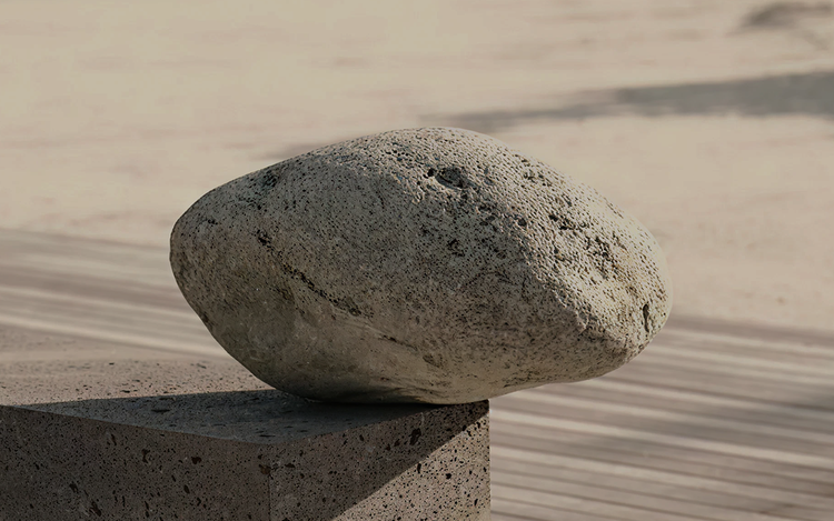 Minimalistische Skulptur mit Fokus auf natürlichem Material