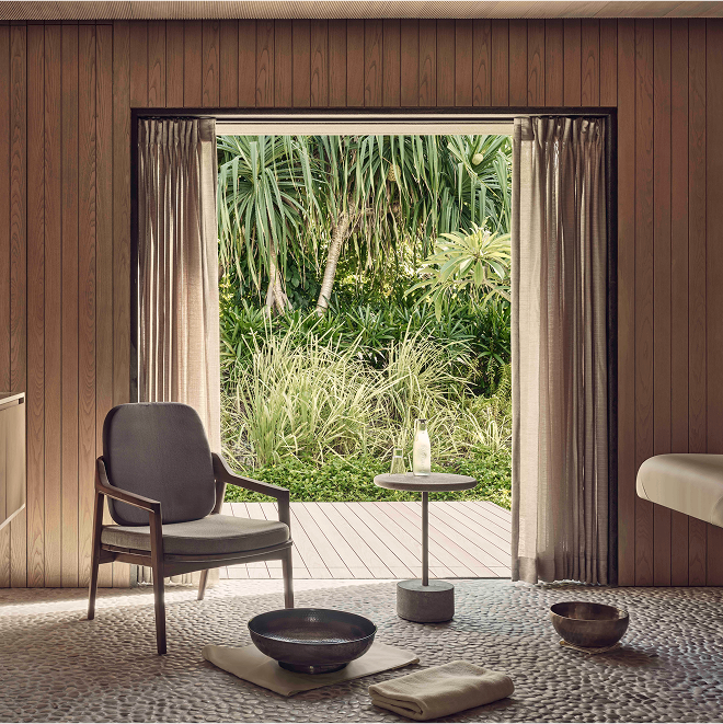 Im Spa-Refugium vereinen sich moderne und natürliche Elemente.