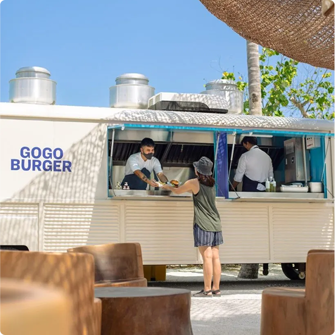 Casual beachside food truck.