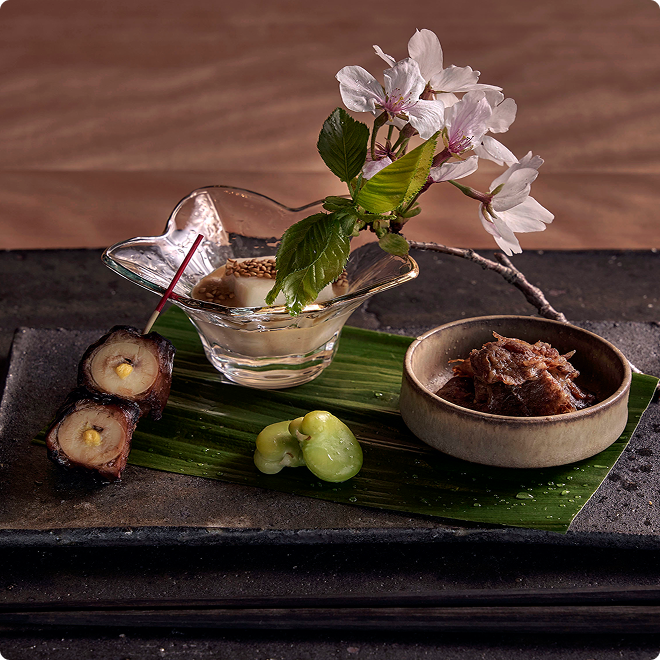 Elegant teppanyaki seafood presentation