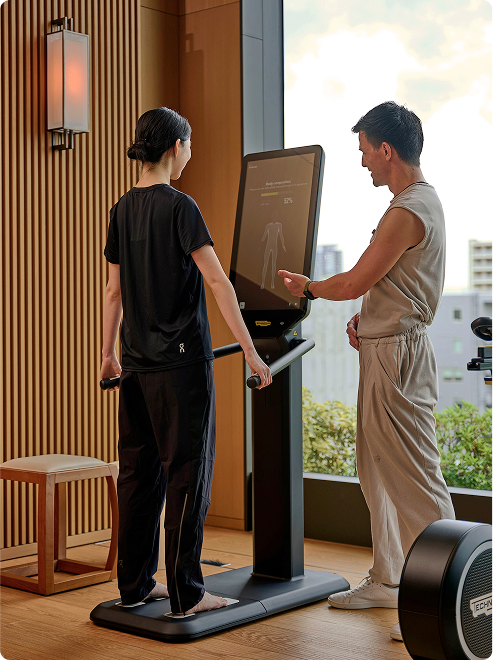 Wellness check with digital health display.